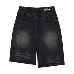 CapCabin Distressed Layered Waist Denim Shorts