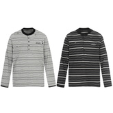 CapCabin Striped Henley Long Sleeve Tee