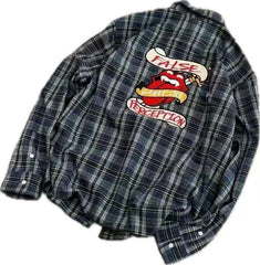 FALSE PERCEPTION Plaid Embroidered Graphic Shirt