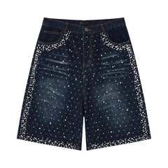 CapCabin Pearl Studded Denim Shorts
