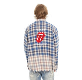 FALSE PERCEPTION Vintage Plaid Frayed Shirt