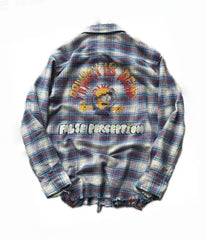 FALSE PERCEPTION Plaid Graphic Shirt Jacket