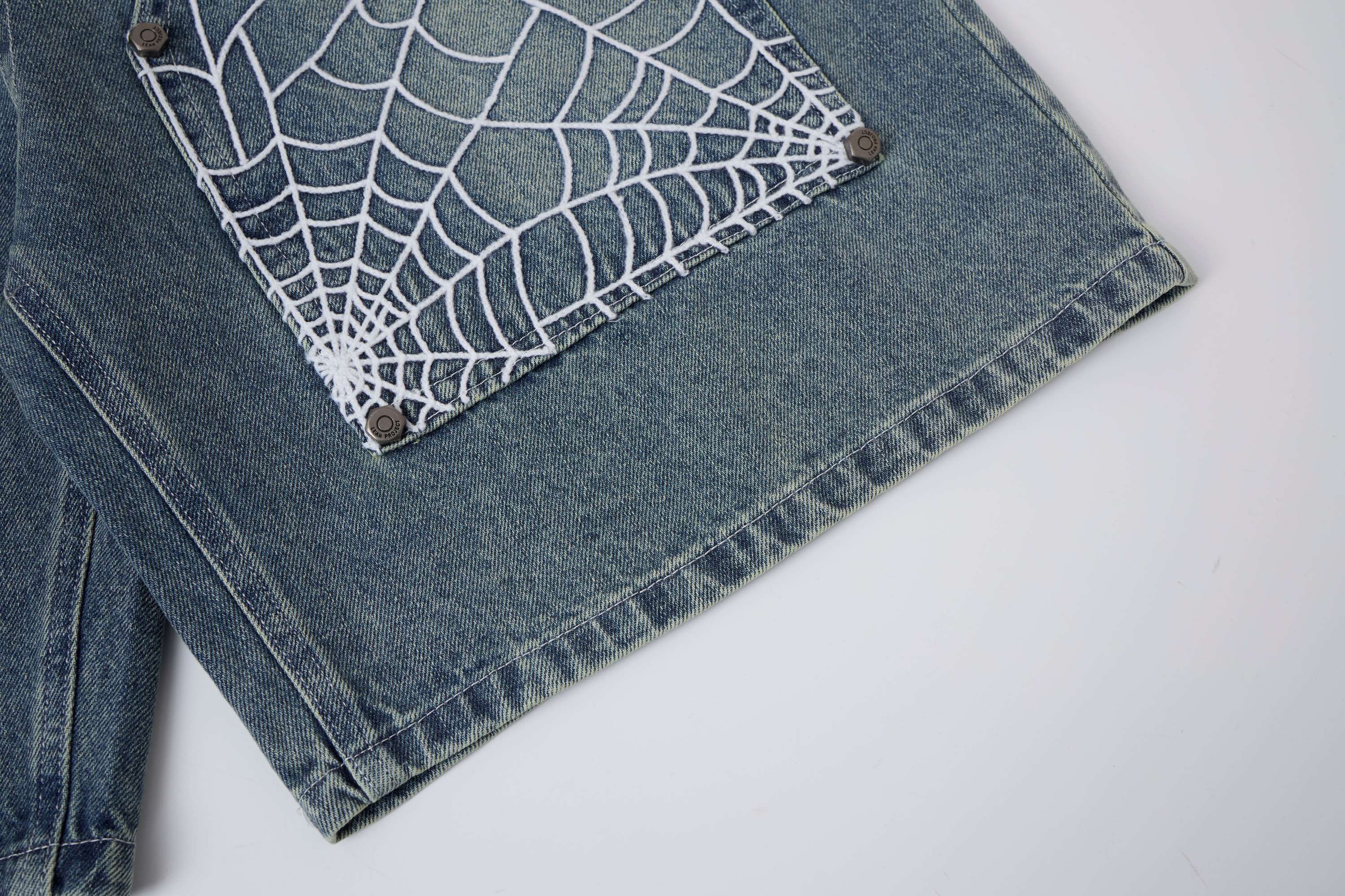 CapCabin Web Panel Strap Denim Shorts