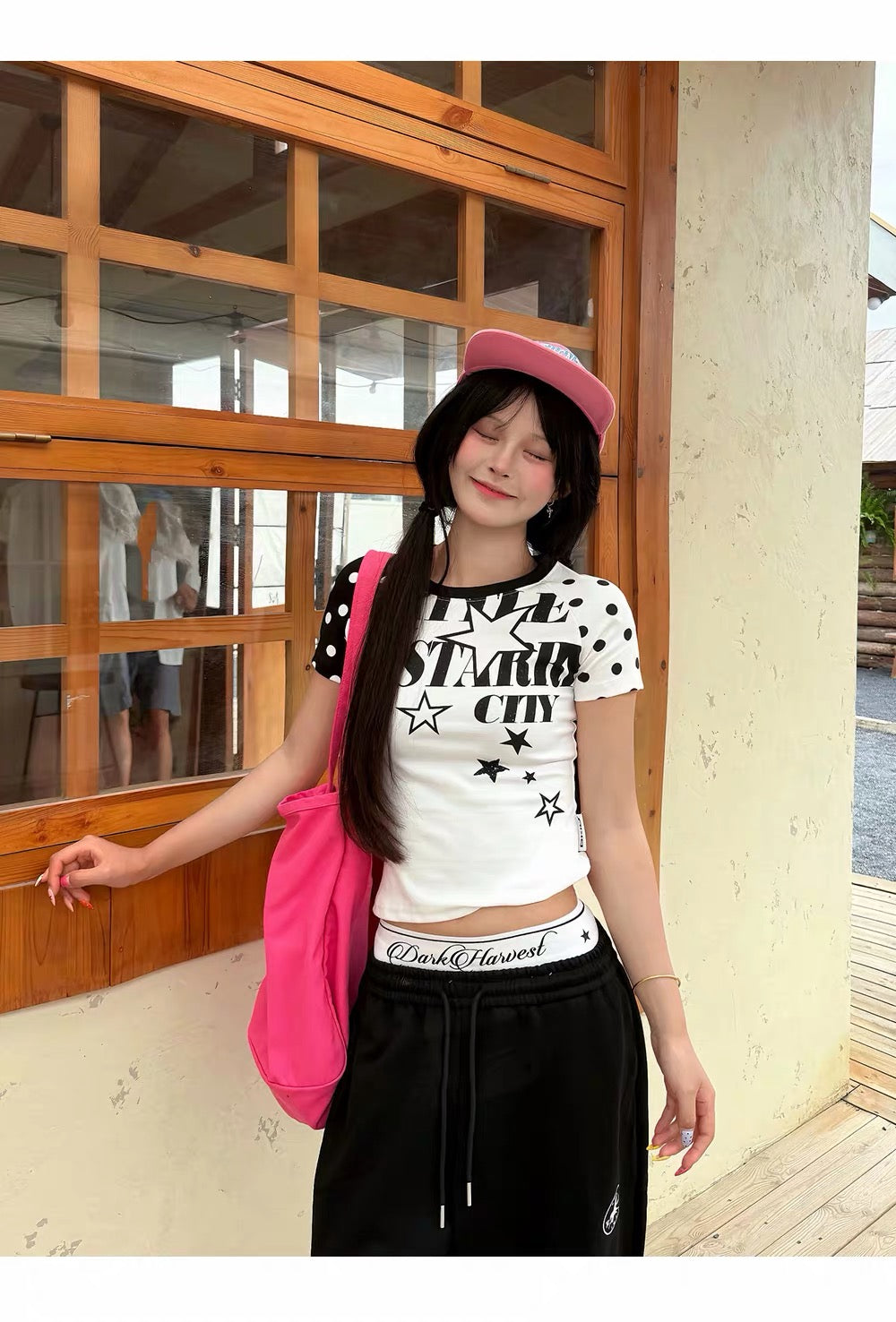 CapCabin “Starry City Contrast Raglan Tee”(cute Slim fit)