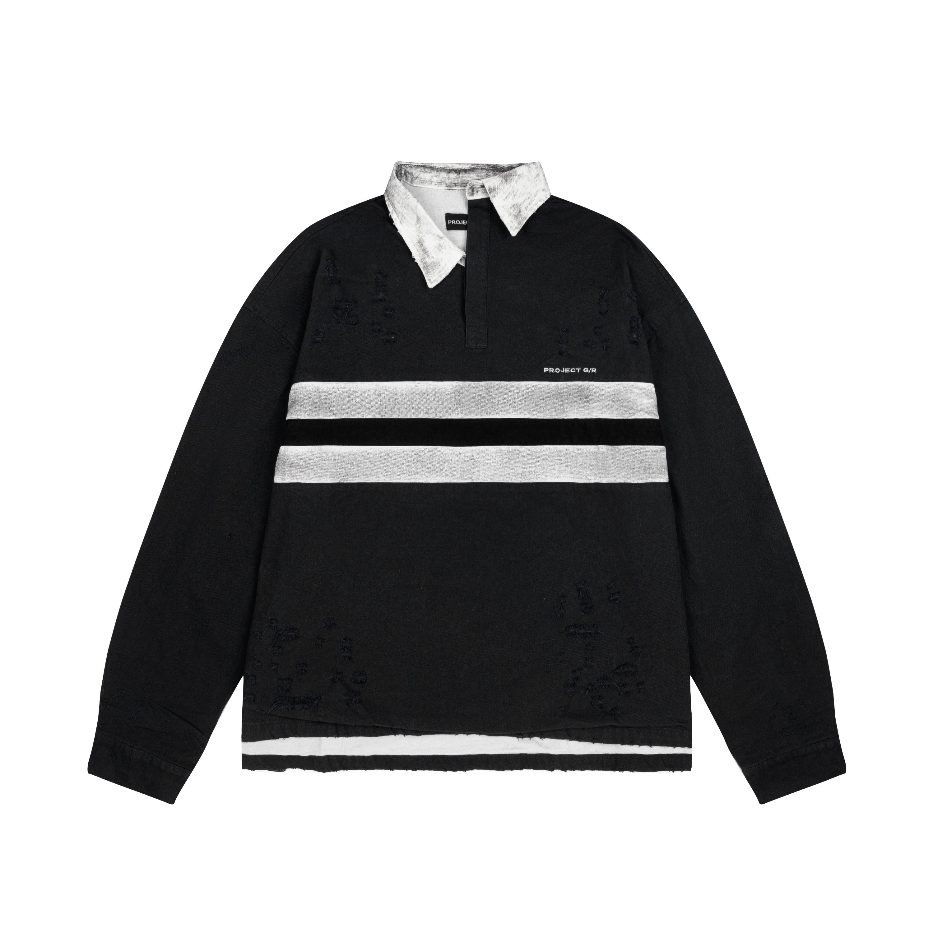 PROJECT G/R Striped Distressed Rugby Polo Shirt
