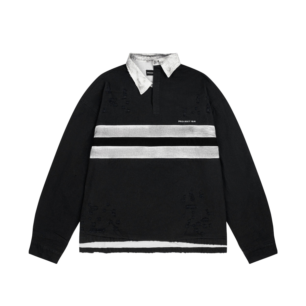 PROJECT G/R Striped Distressed Rugby Polo Shirt