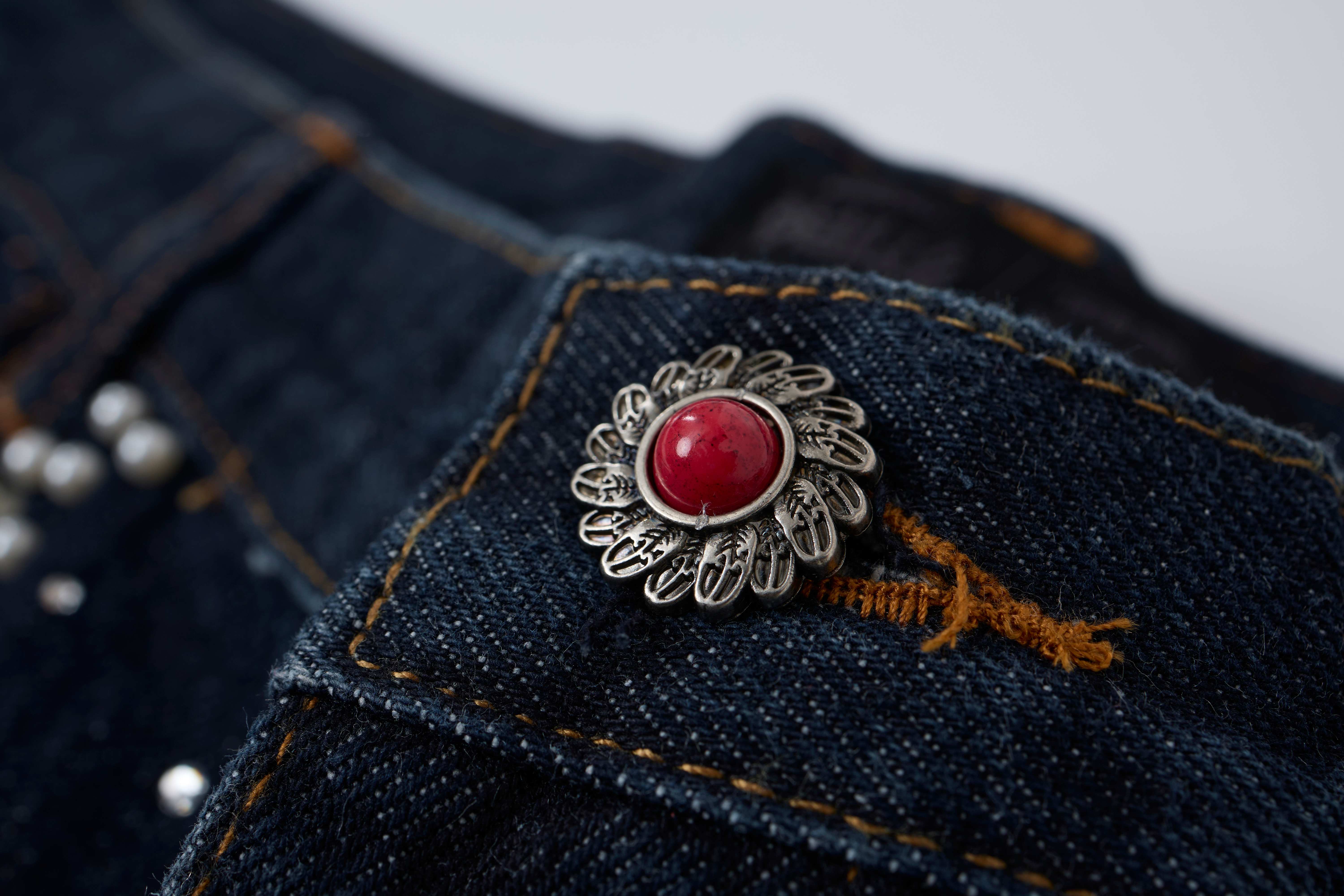 CapCabin Pearl Studded Denim Shorts