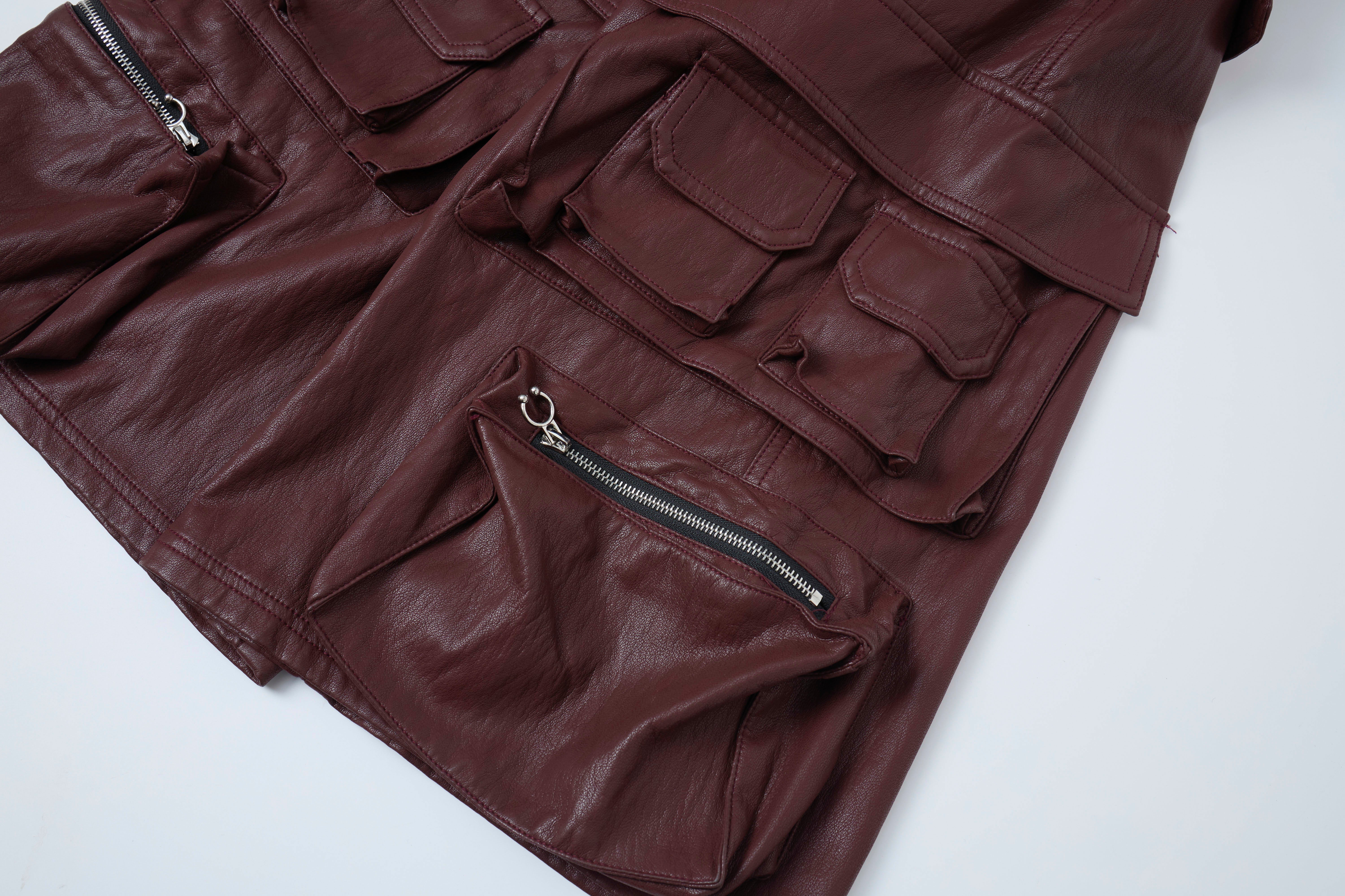 CapCabin Leather Utility Cargo Shorts