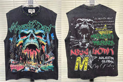 Majestik Skull Graphic Sleeveless T-Shirt