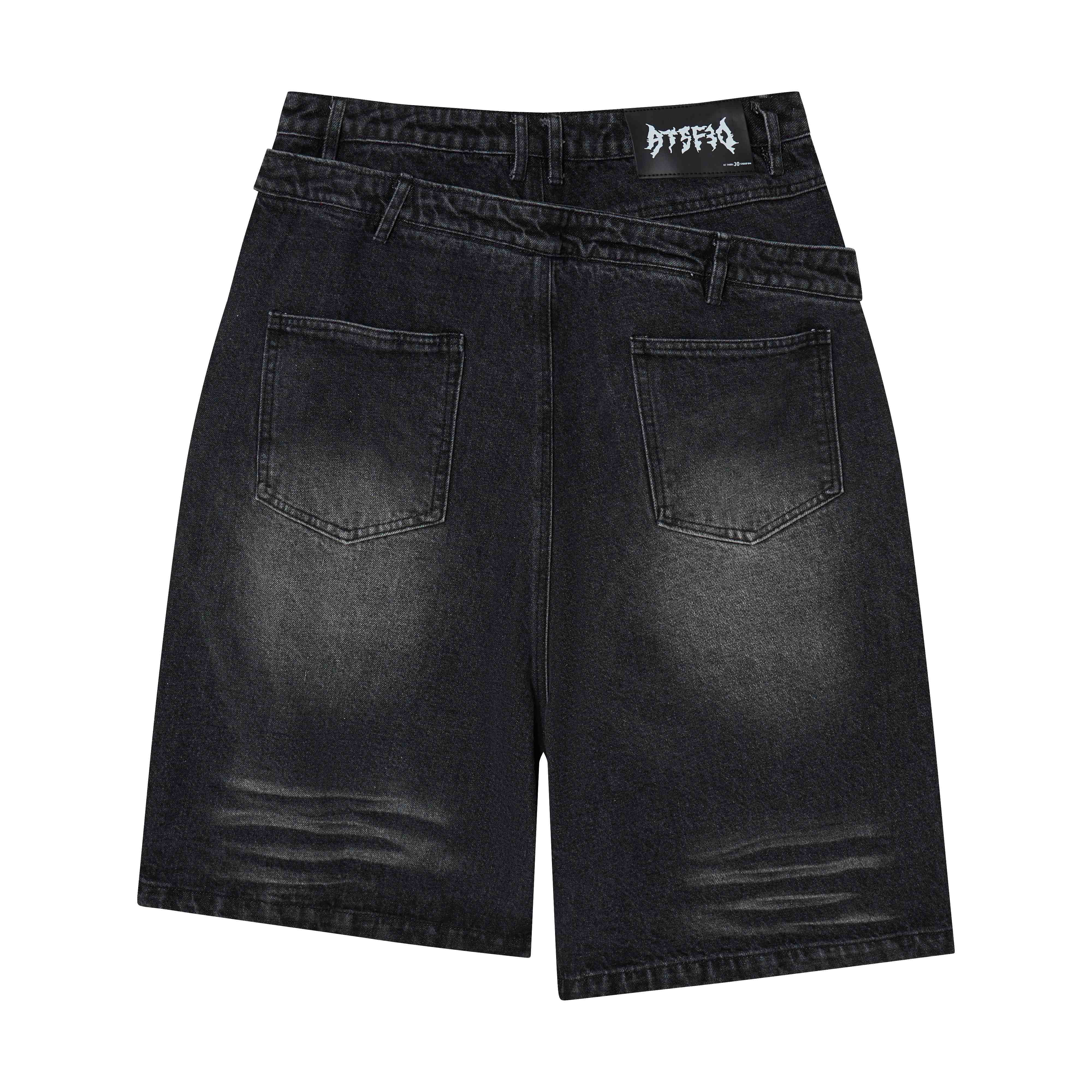 CapCabin Distressed Layered Waist Denim Shorts