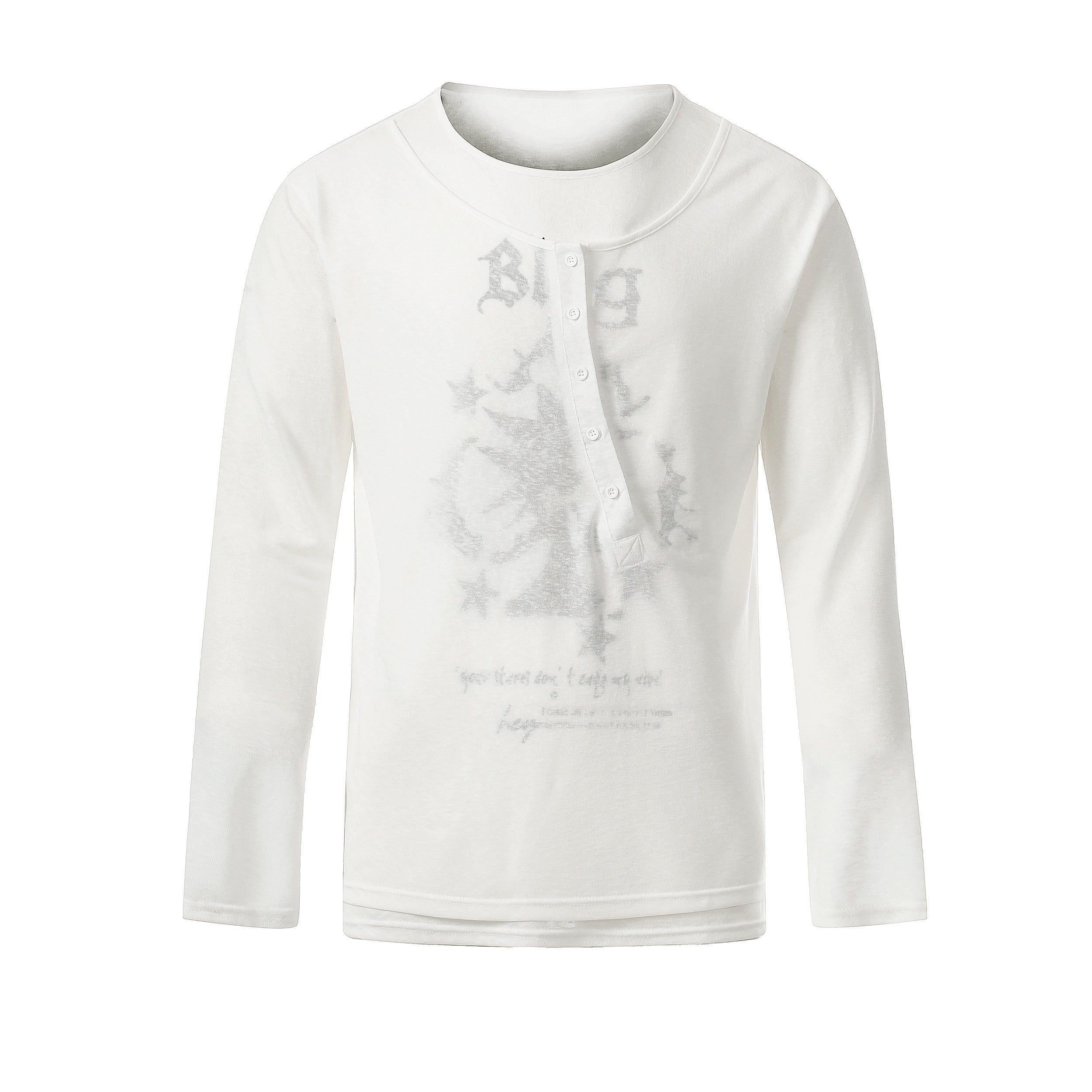 CapCabin Graphic Long Sleeve Henley Tee