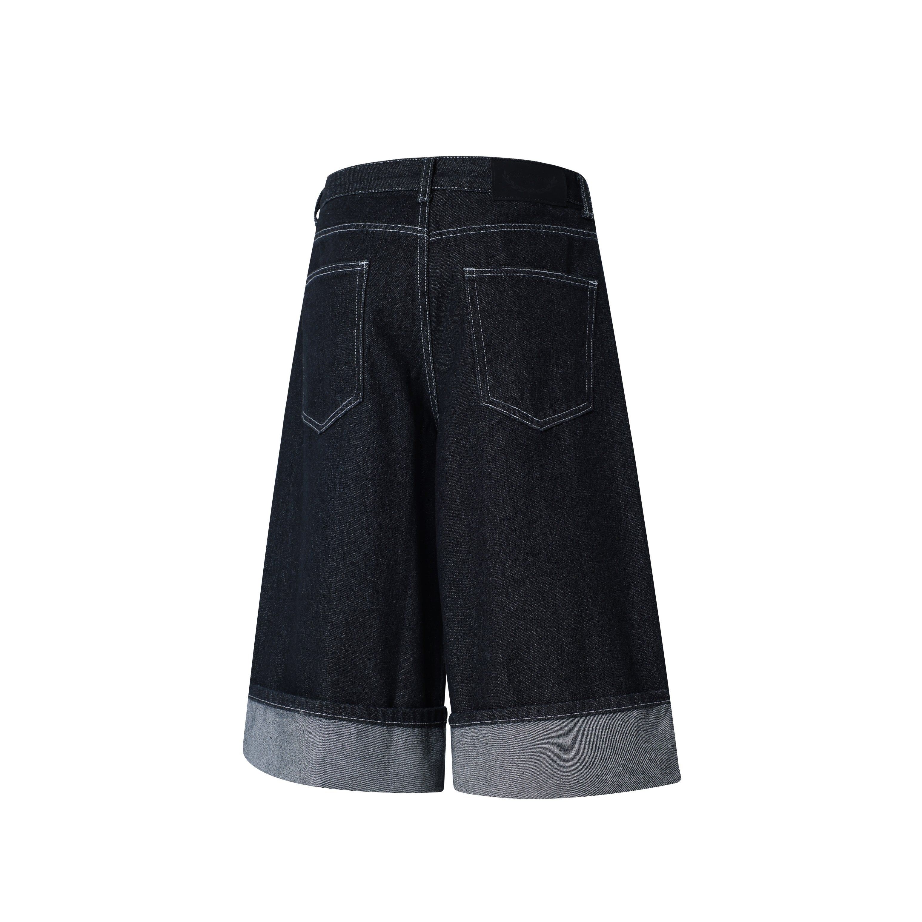 CapCabin Wide-Leg Buckle Denim Shorts