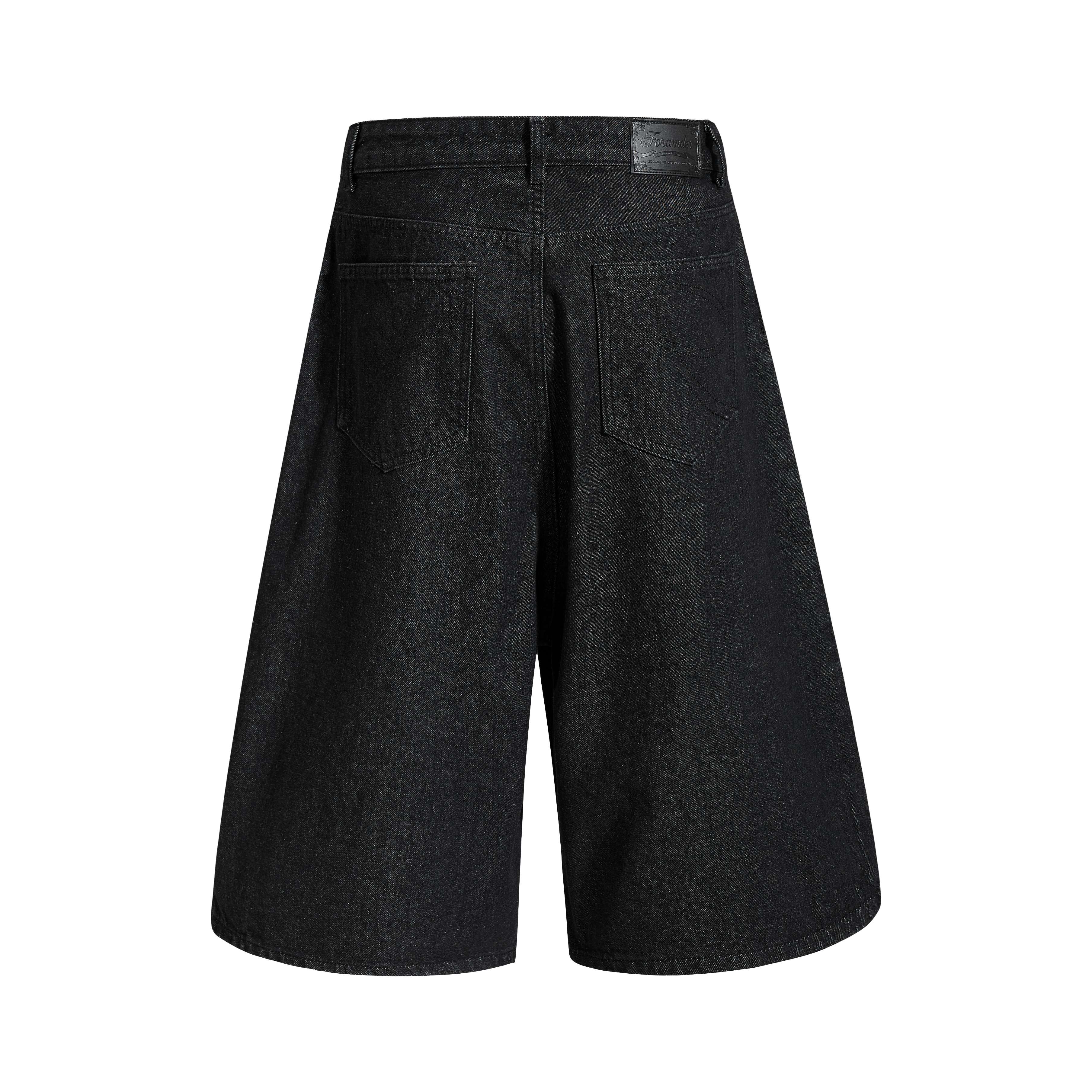 CapCabin Asymmetric Button Denim Shorts