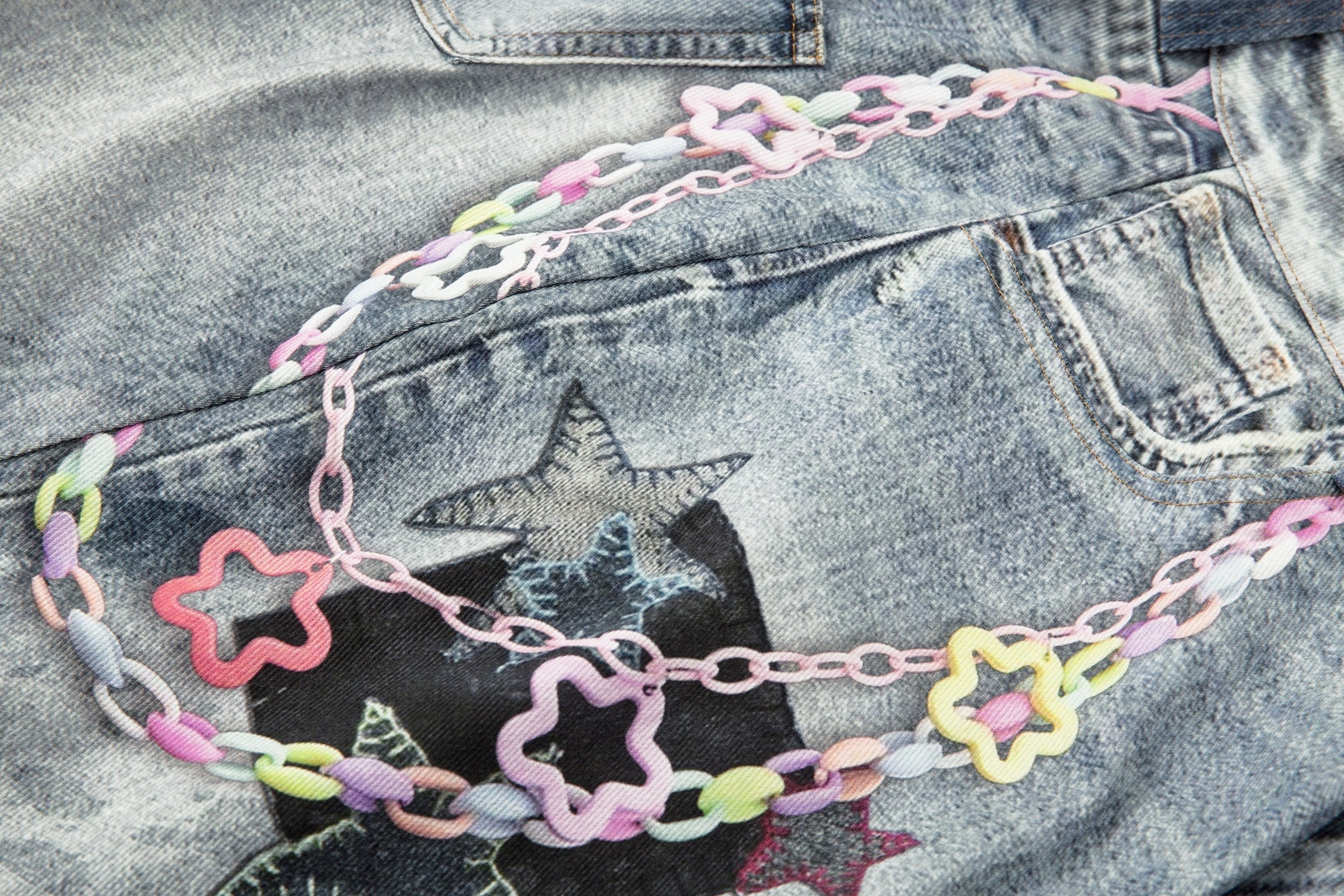 CapCabin “Vintage Charm Patch Denim Shorts