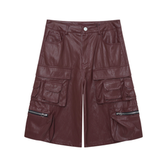 CapCabin Leather Utility Cargo Shorts