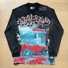 GodSpeed Washed Black Car Graphic Long Sleeve T-Shirt
